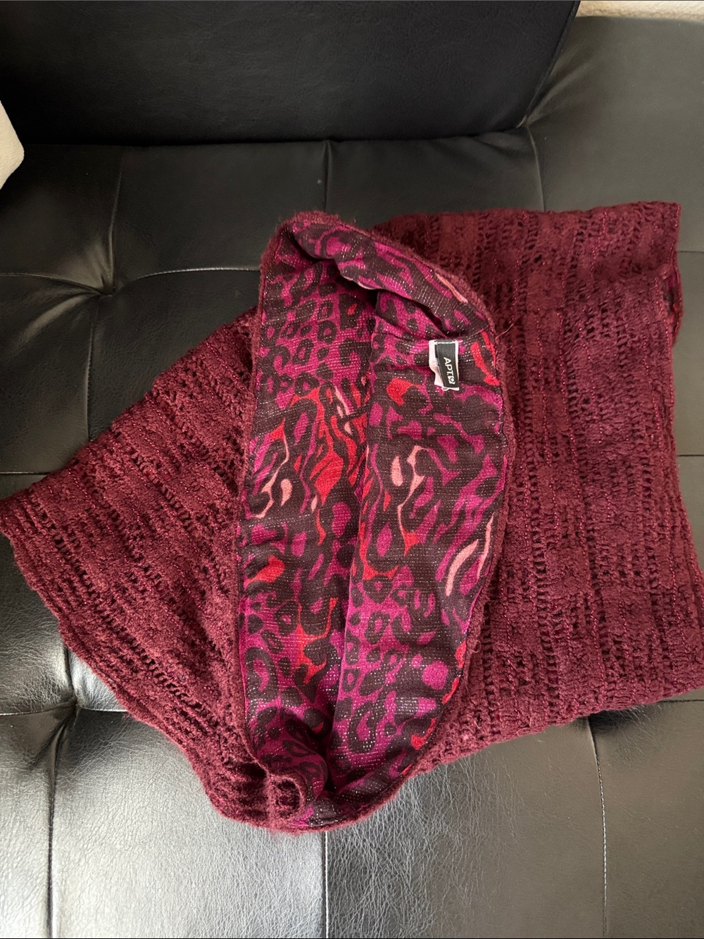 Apt. 9 Burgundy Animal Print Reversible Circle Infinity Scarf